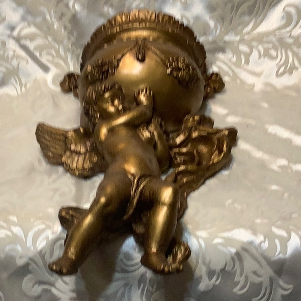 Cherub Angel Wall Pocket Planter Gold Hollywood Regency Universal Statuary 70's